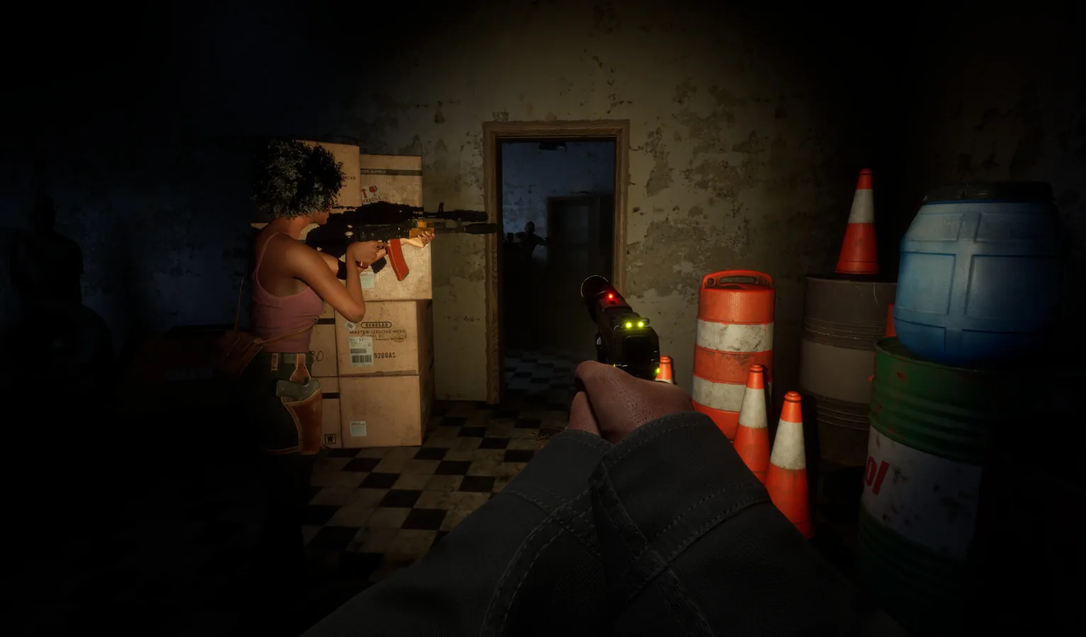 Fan-made Online: 404 wiki artwork: a smartphone lighting a dark room with a map, a campfire and a distant town